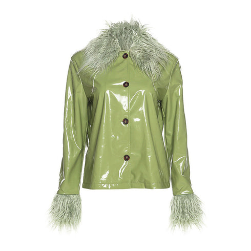 Women's Single-breasted Slim Warm Leather Jacket - ROUTINE FASHION